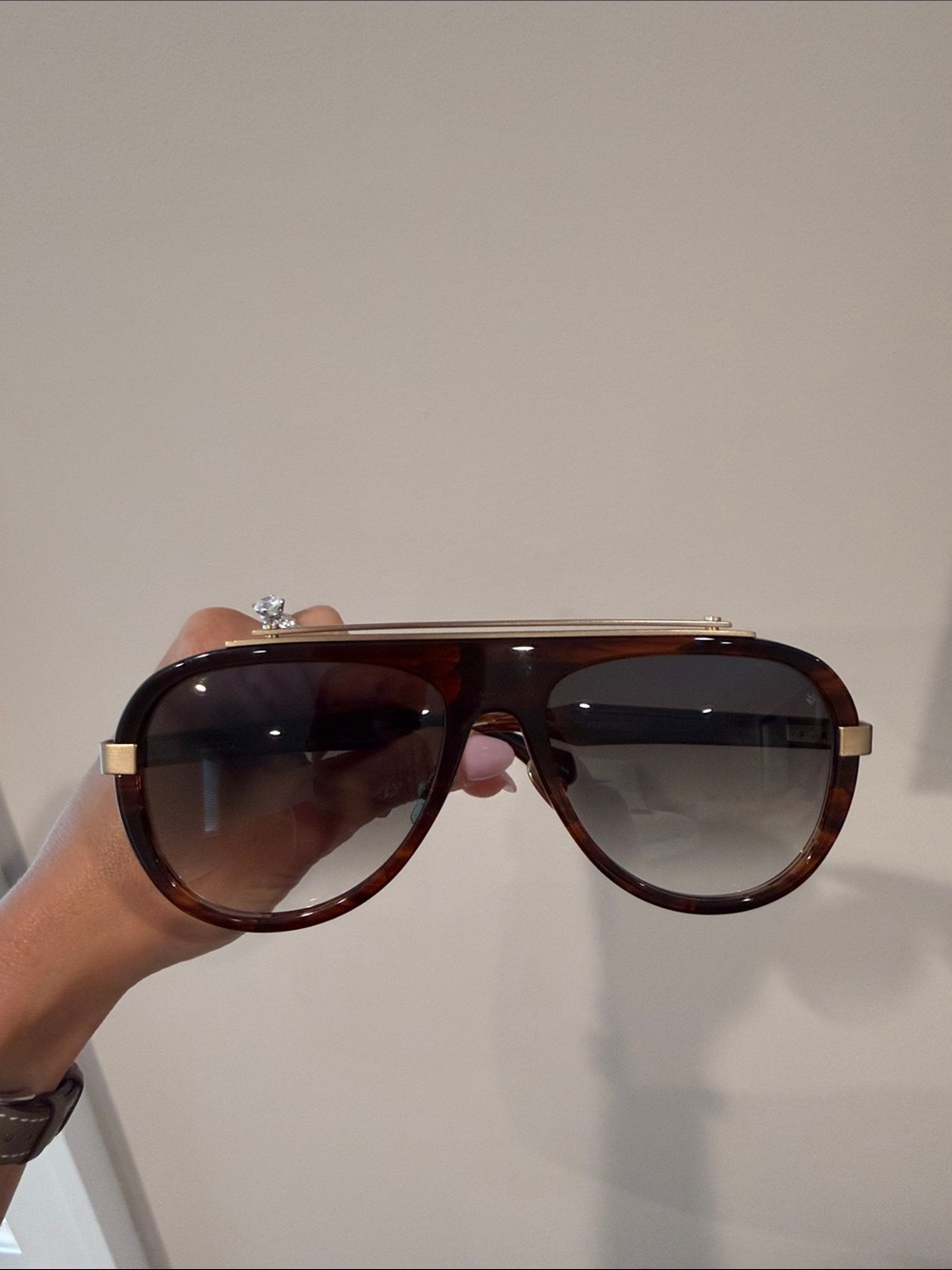 John Varvatos Tortoise Shell Aviator Sunglasses - Brown Gradient Lenses